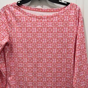 Vineyard Vines Pink and White Patterned Long Sleeve Top